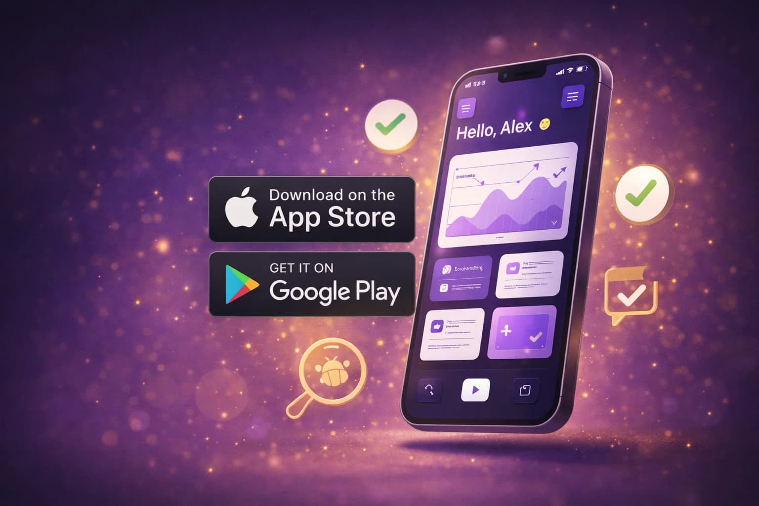 Etapa 4 do desenvolvimento: Testes e Entrega - Testamos e lançamos seu app nas lojas (Google Play / App Store).